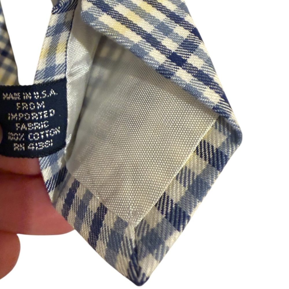 Polo Ralph Lauren Plaid Tie Necktie Yellow Blue Spring - Picture 4 of 5